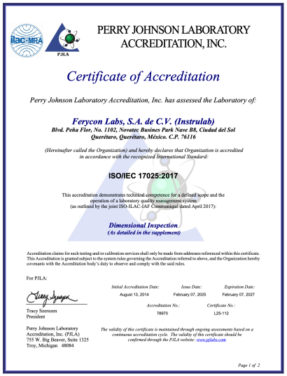 Certificación Mexico ISO:IEC 17025-2017 2